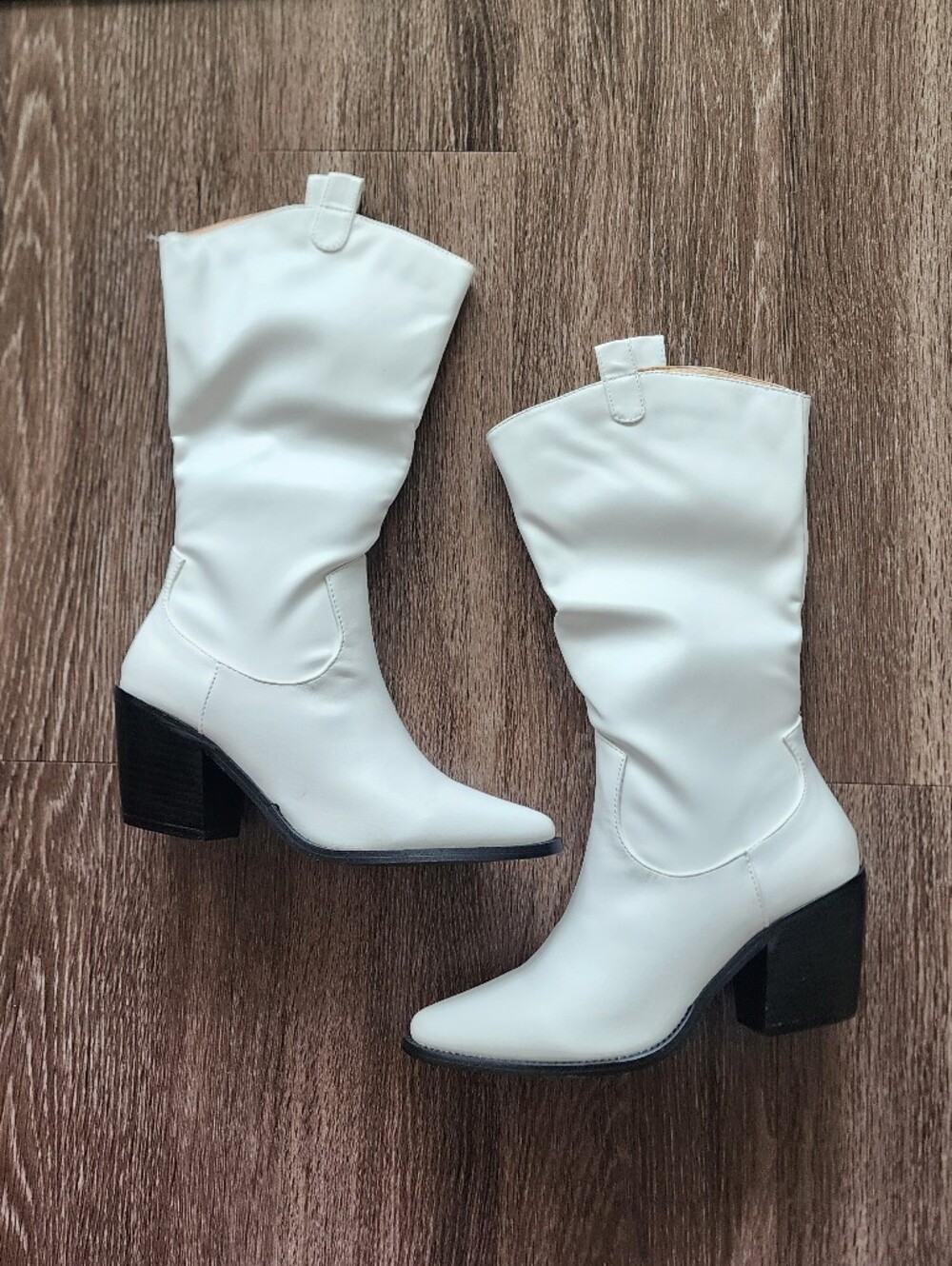 Chase + Chloe Western Justine White Calf Heel Boot Size 7